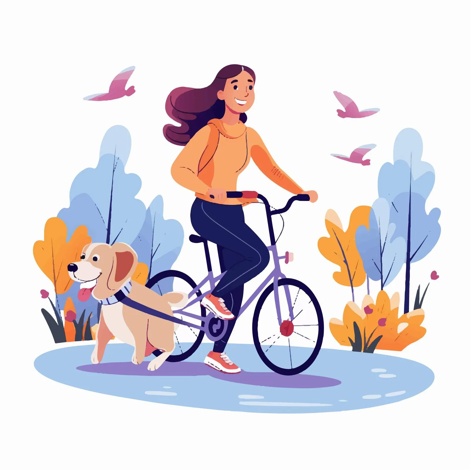Happy Woman Biking with Dog Companion — free download from Dotvec