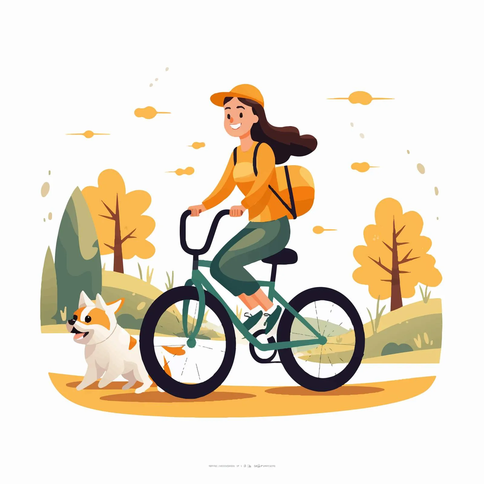 Woman Riding Bicycle with Dog — free download from Dotvec