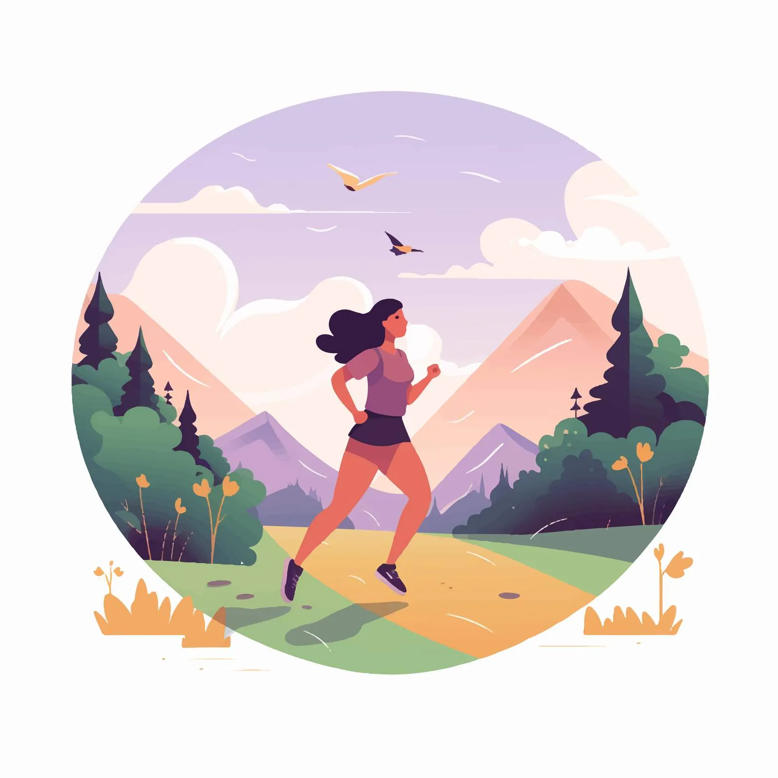 Woman Running in Nature's Solitude — free download from Dotvec