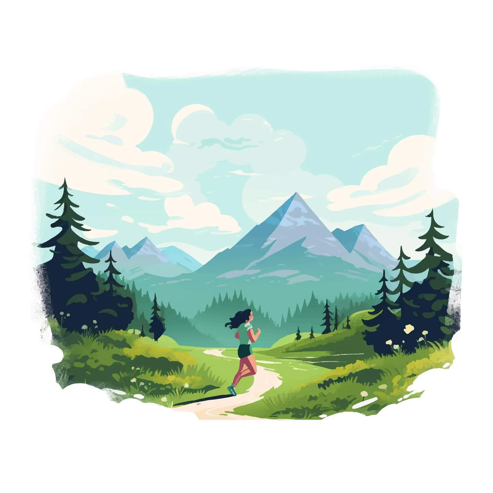 Woman Running in Nature's Solitude – free admiring image from Dotvec