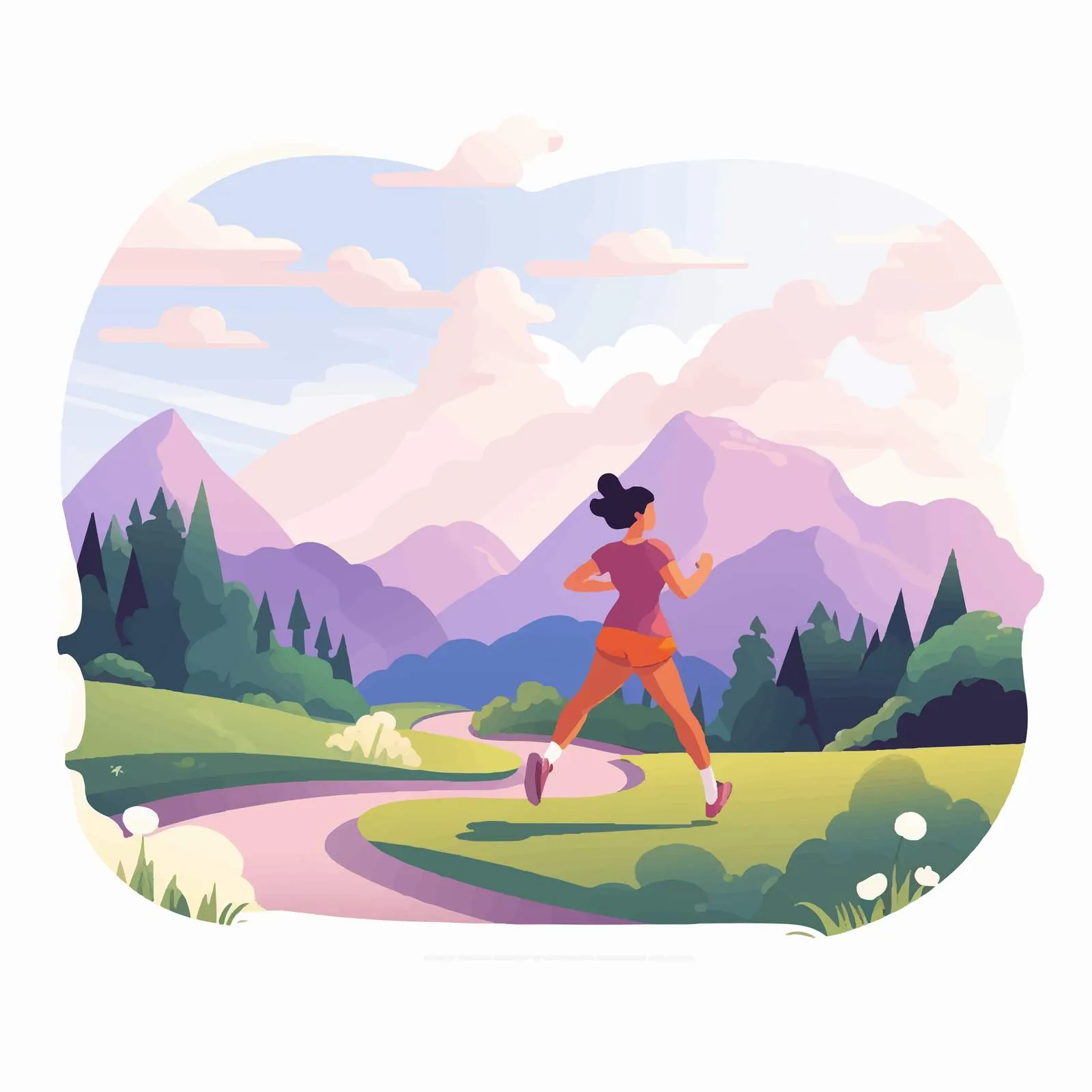 Woman Running in Nature's Solitude — free download from Dotvec