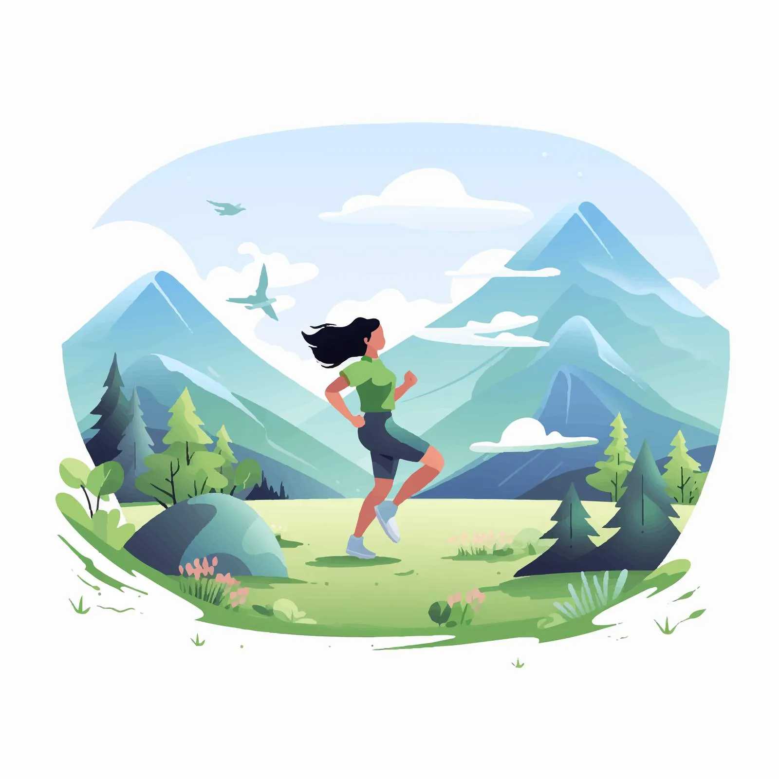 Woman Running in Nature Solitude — free download from Dotvec