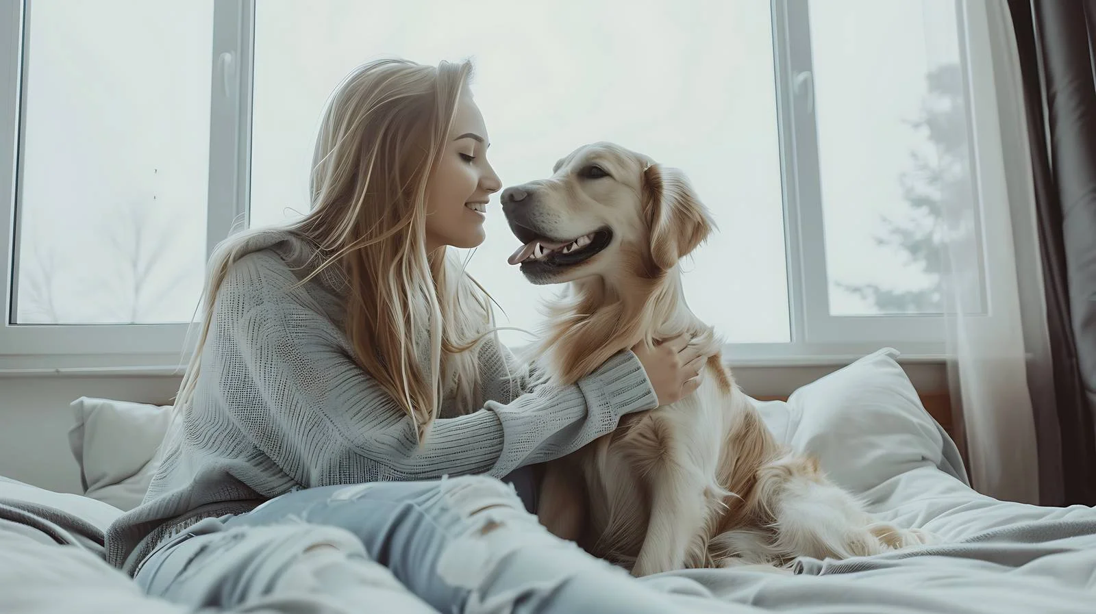 Woman and Dog Enjoying Home Time — free download from Dotvec