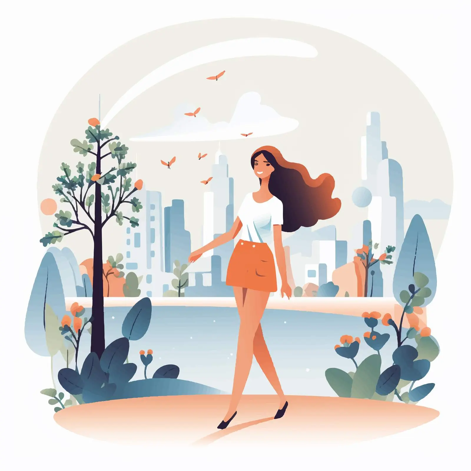 Happy Woman Enjoying Summer Holidays in City — free download from Dotvec