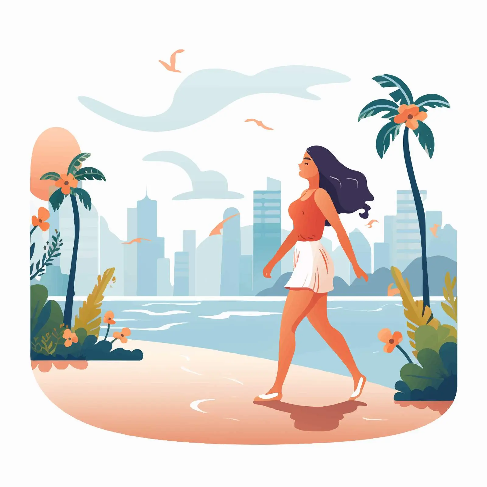 Happy Woman Walking Enjoying Summer Holidays — free download from Dotvec