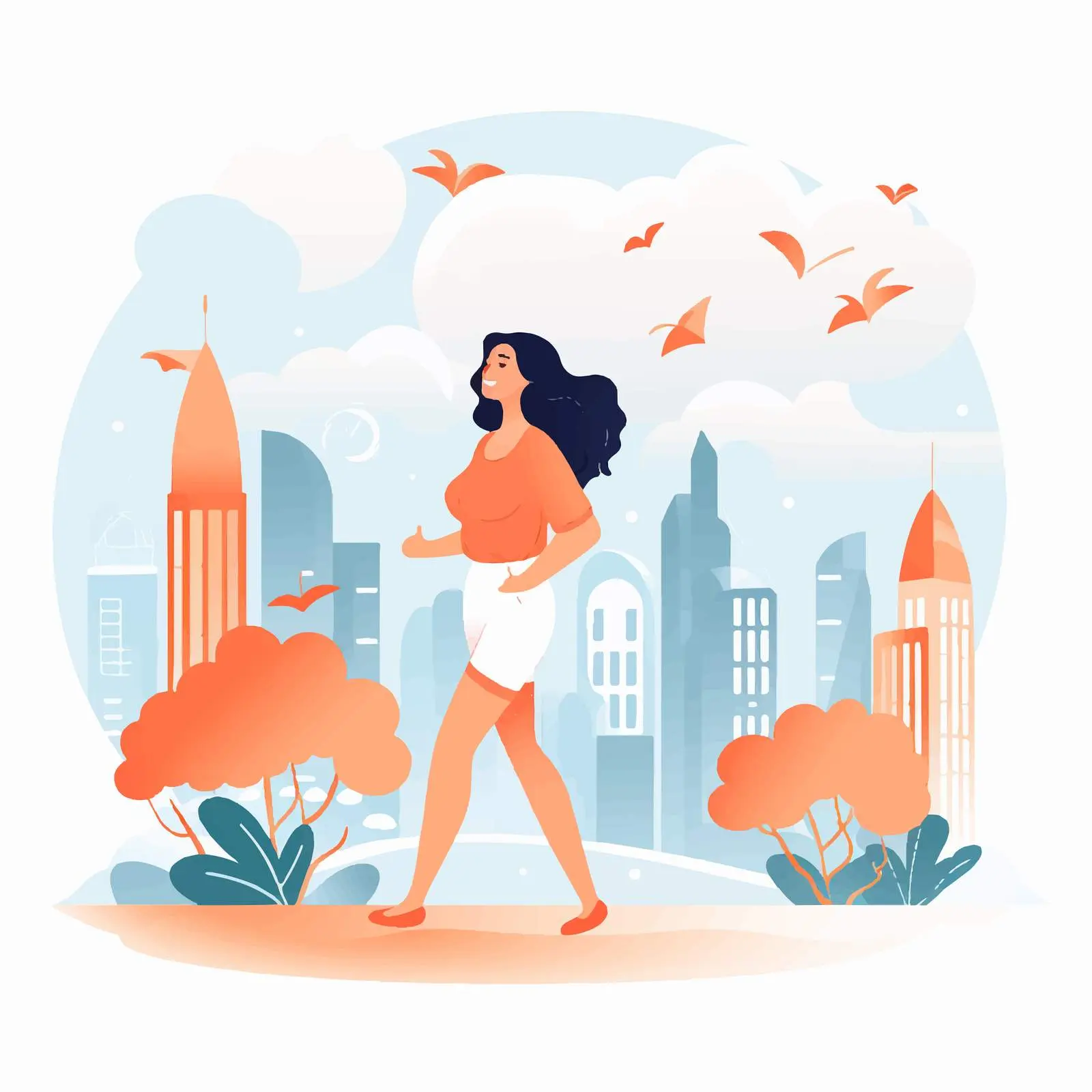 Joyful Woman Enjoying Summer City Walk — free download from Dotvec