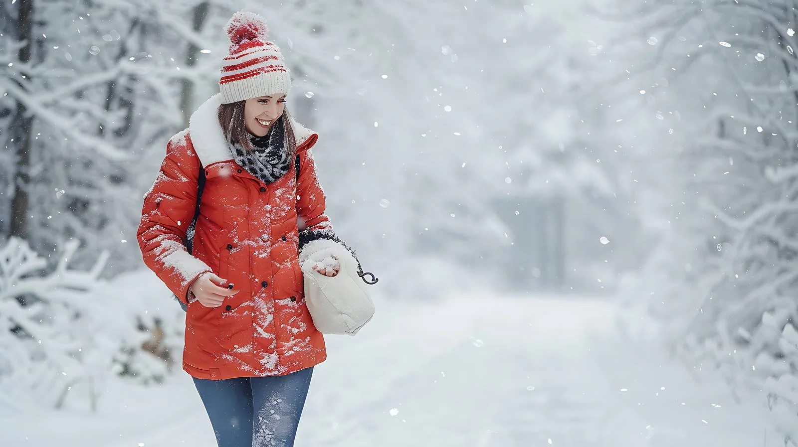 Joyful female exploring snowy outdoor landscapes — free download from Dotvec