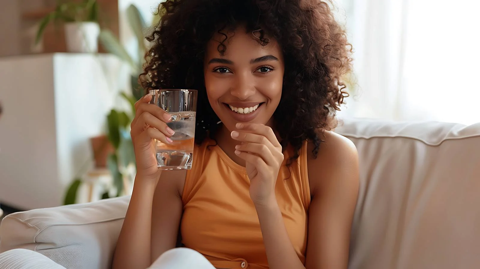 Joyful Woman with Infused Water — free download from Dotvec