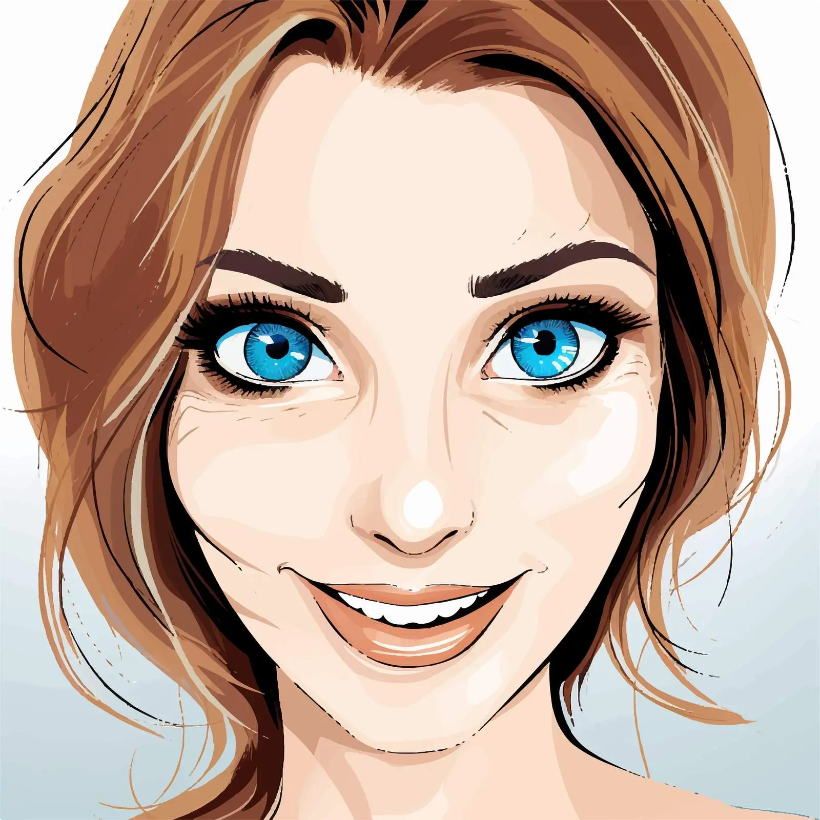Happy Cartoon Woman with Blue Eyes Smiling — free download from Dotvec