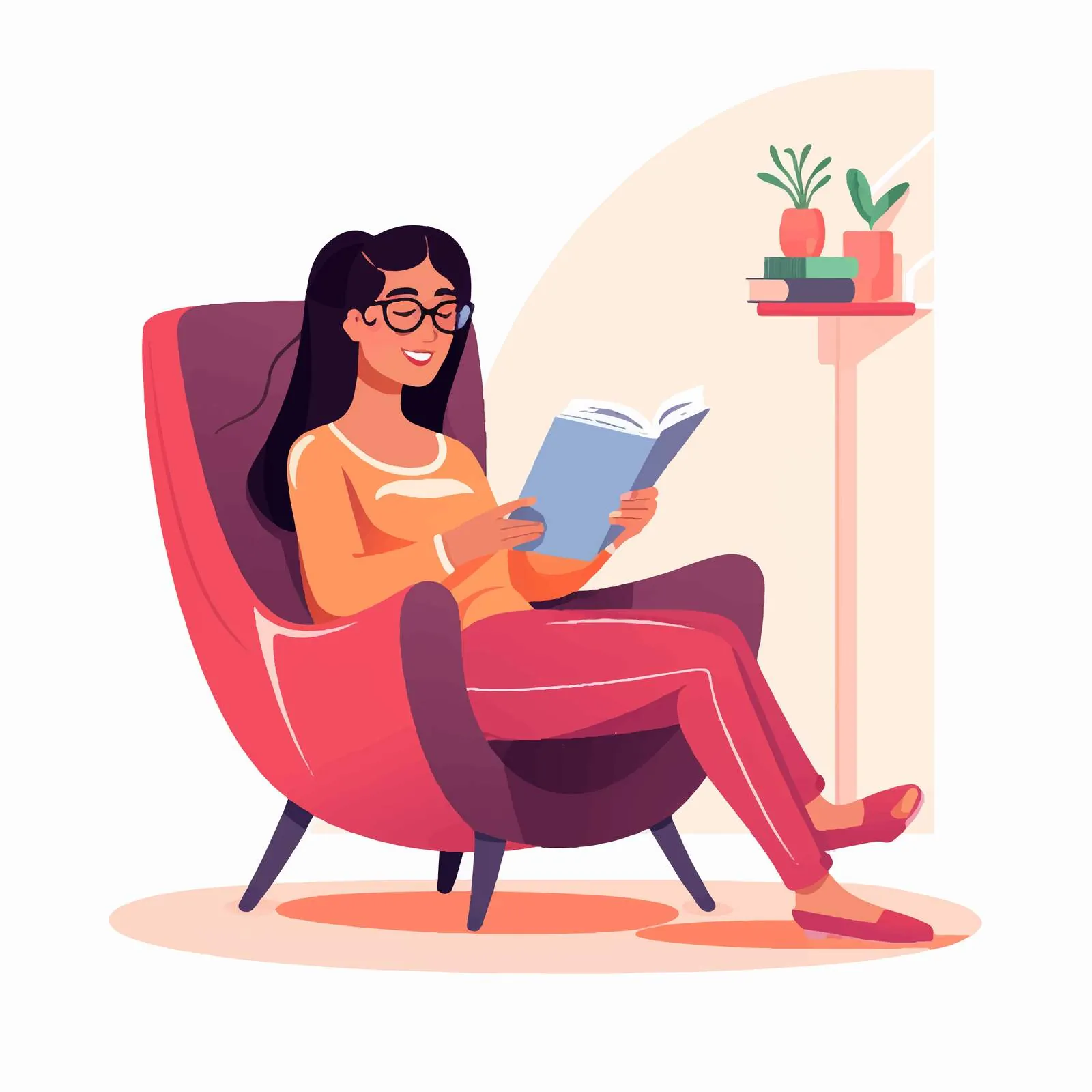 Relaxing Woman Reading in Armchair — free download from Dotvec