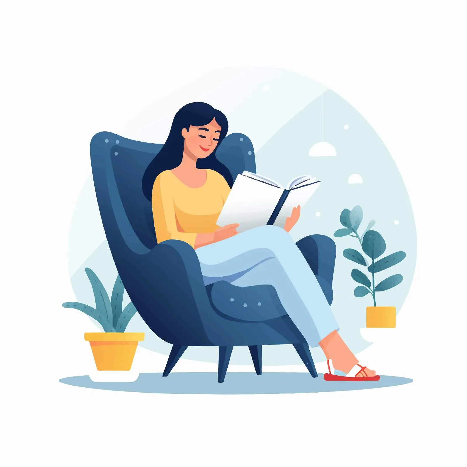 Woman Relaxing with Book in Armchair — free download from Dotvec