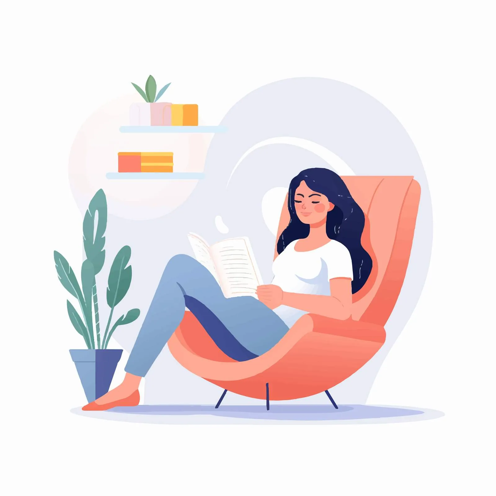 Woman Reading Book in Cozy Armchair — free download from Dotvec