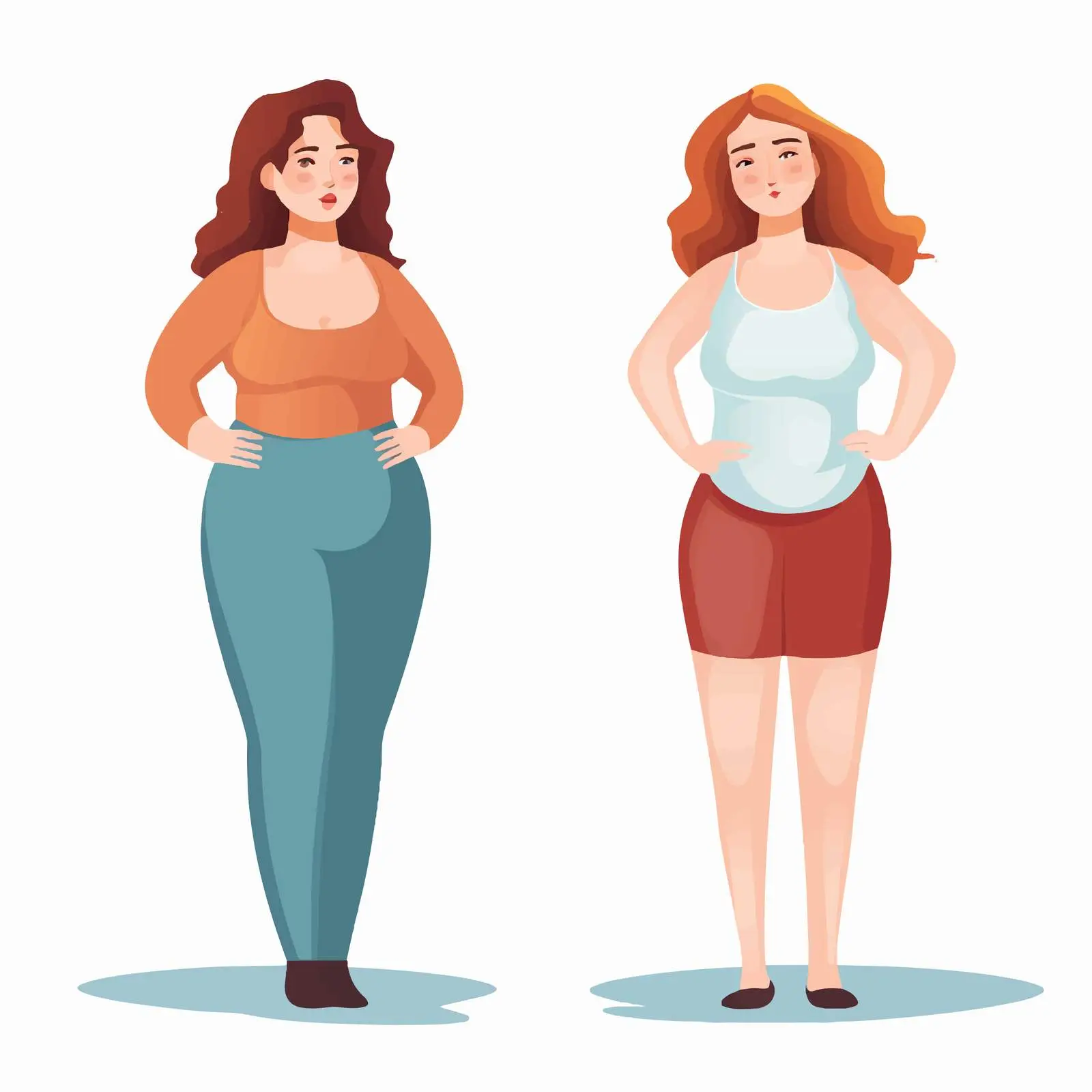 Joyful Curvy Woman with Melancholic Slim Companion — free download from Dotvec