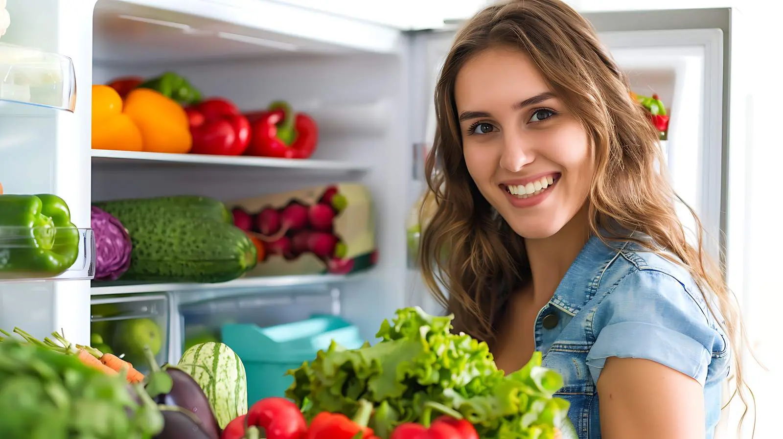 Happy Woman Holding Fresh Vegetables — free download from Dotvec