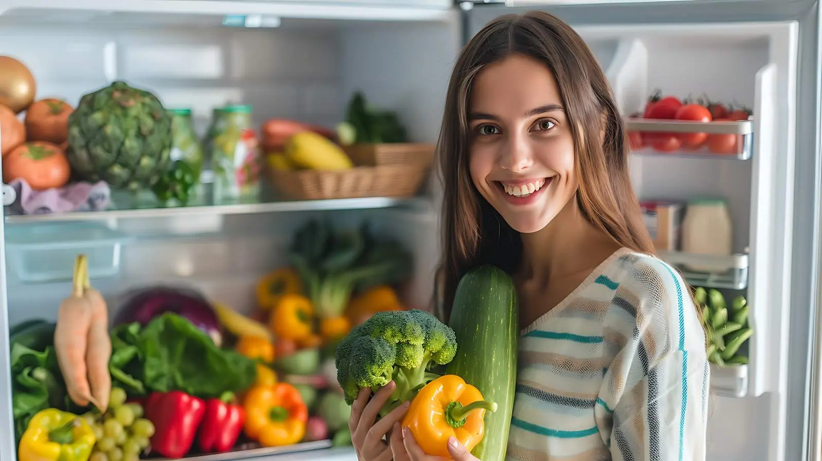 Joyful Woman with Fresh Vegetables — free download from Dotvec