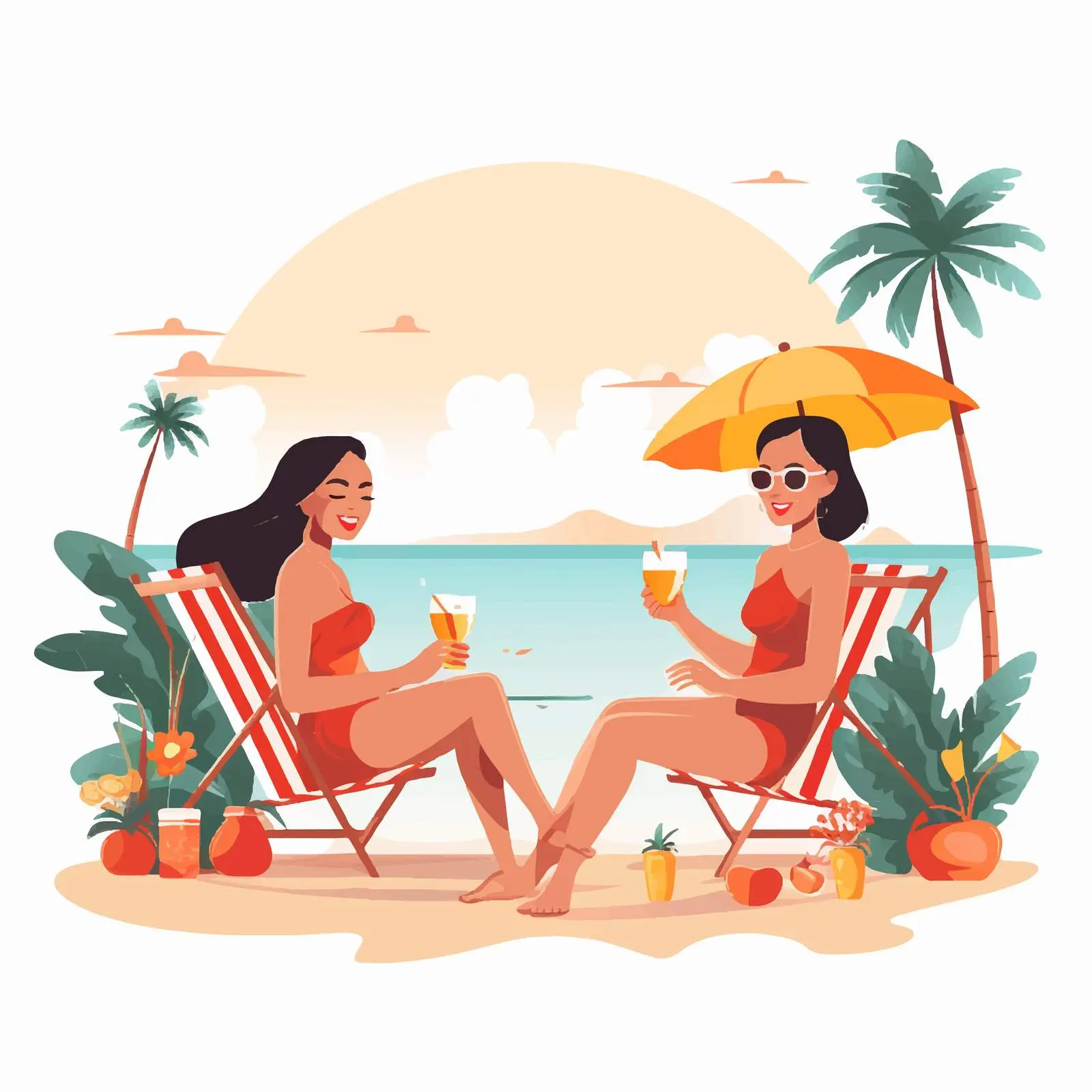 Women Enjoying Cocktails on Beach – free cocktails image from Dotvec