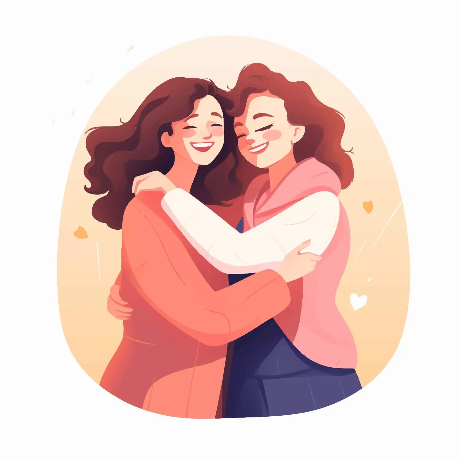 Happy Women Embracing in Joyful Greeting — free download from Dotvec