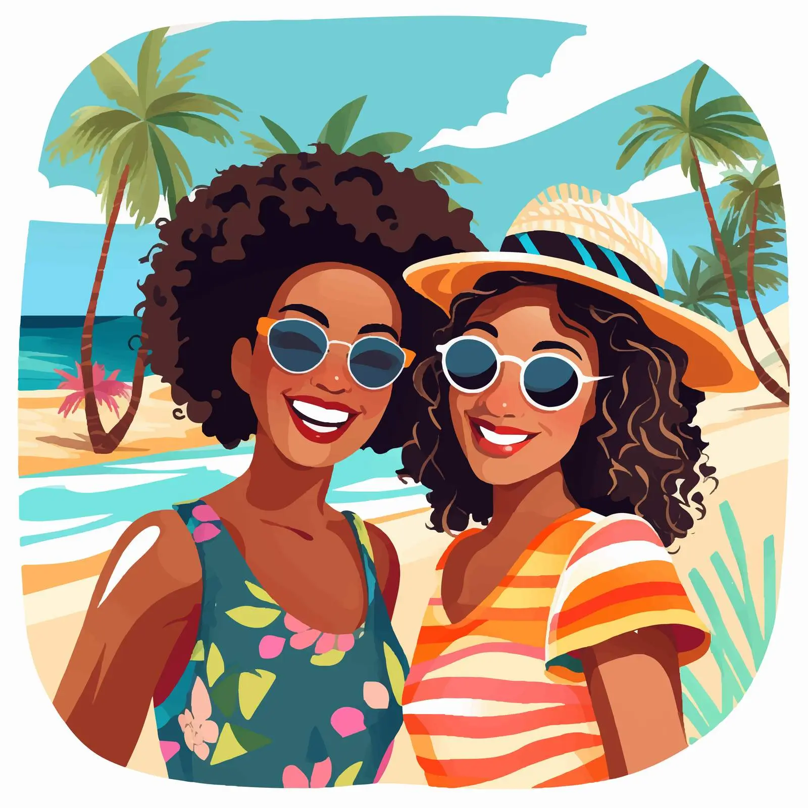 Happy Women Biracial Friends Self-Portrait Selfie — free download from Dotvec