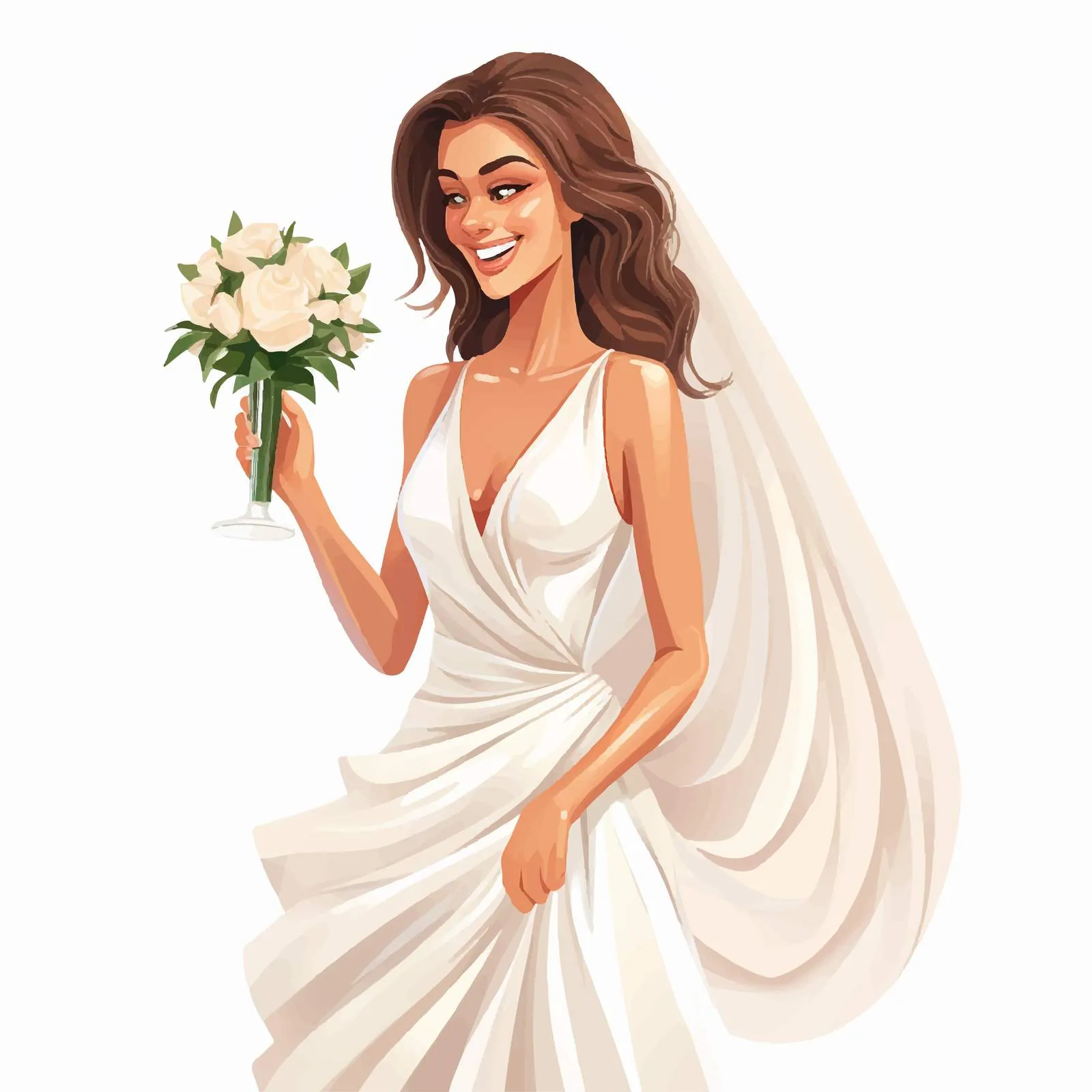 Stylish Young Bride in Short Wedding Dress — free download from Dotvec