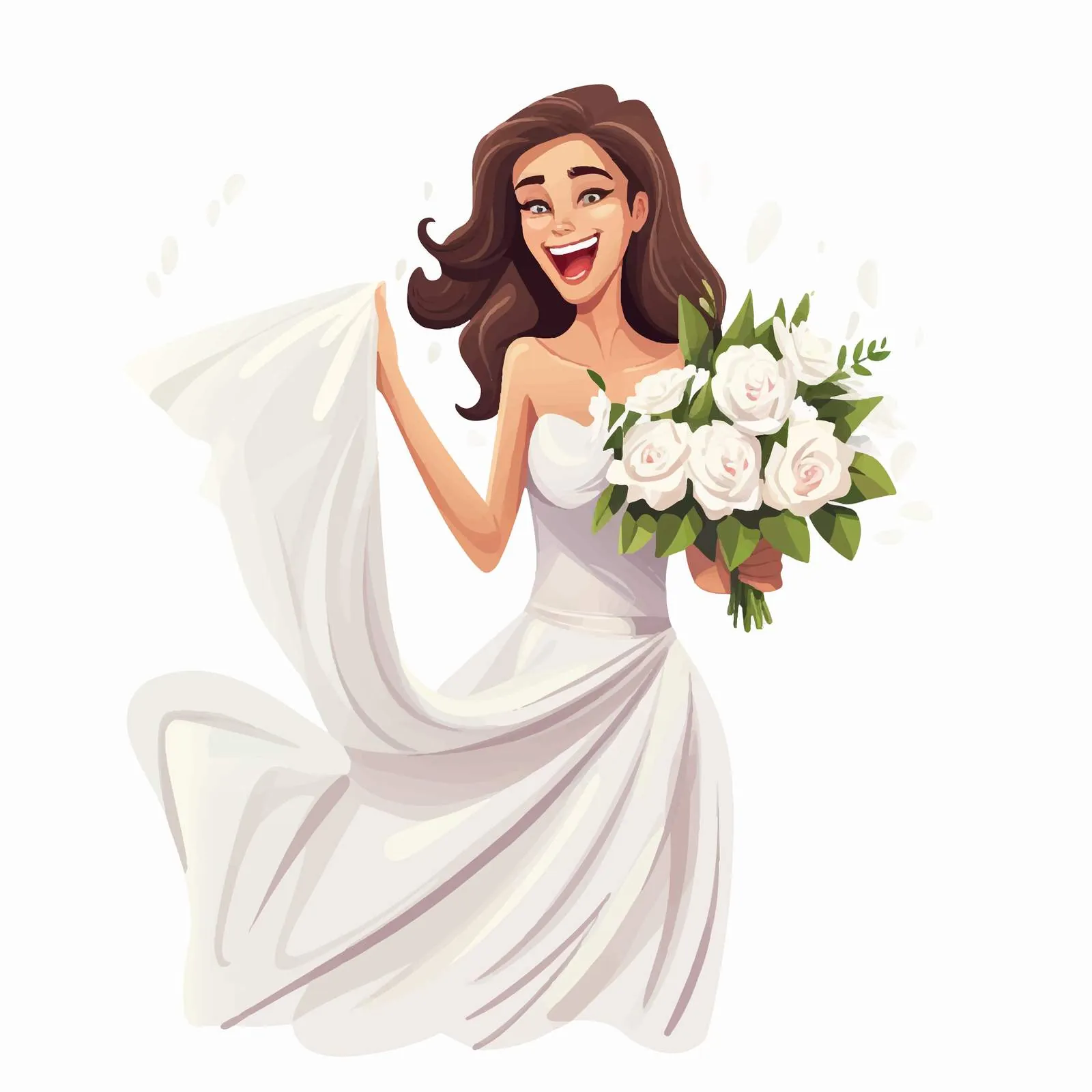 Happy Young Bride in Short Wedding Dress – free nuptial image from Dotvec