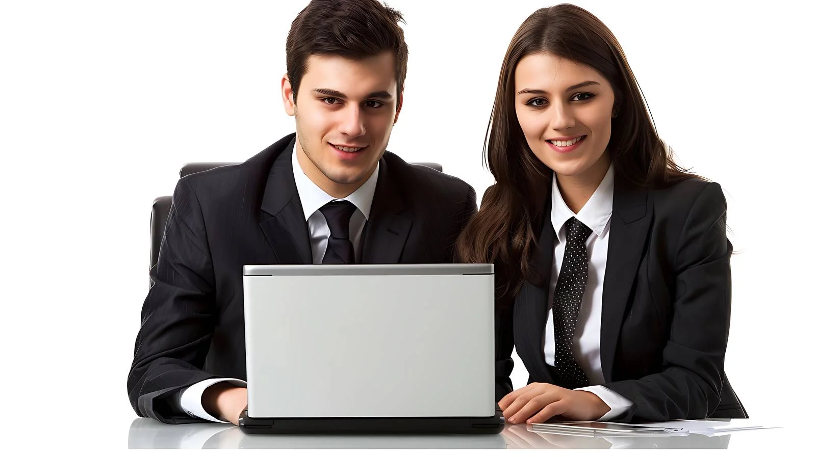 Professional Businesspeople Using Laptop Together — free download from Dotvec