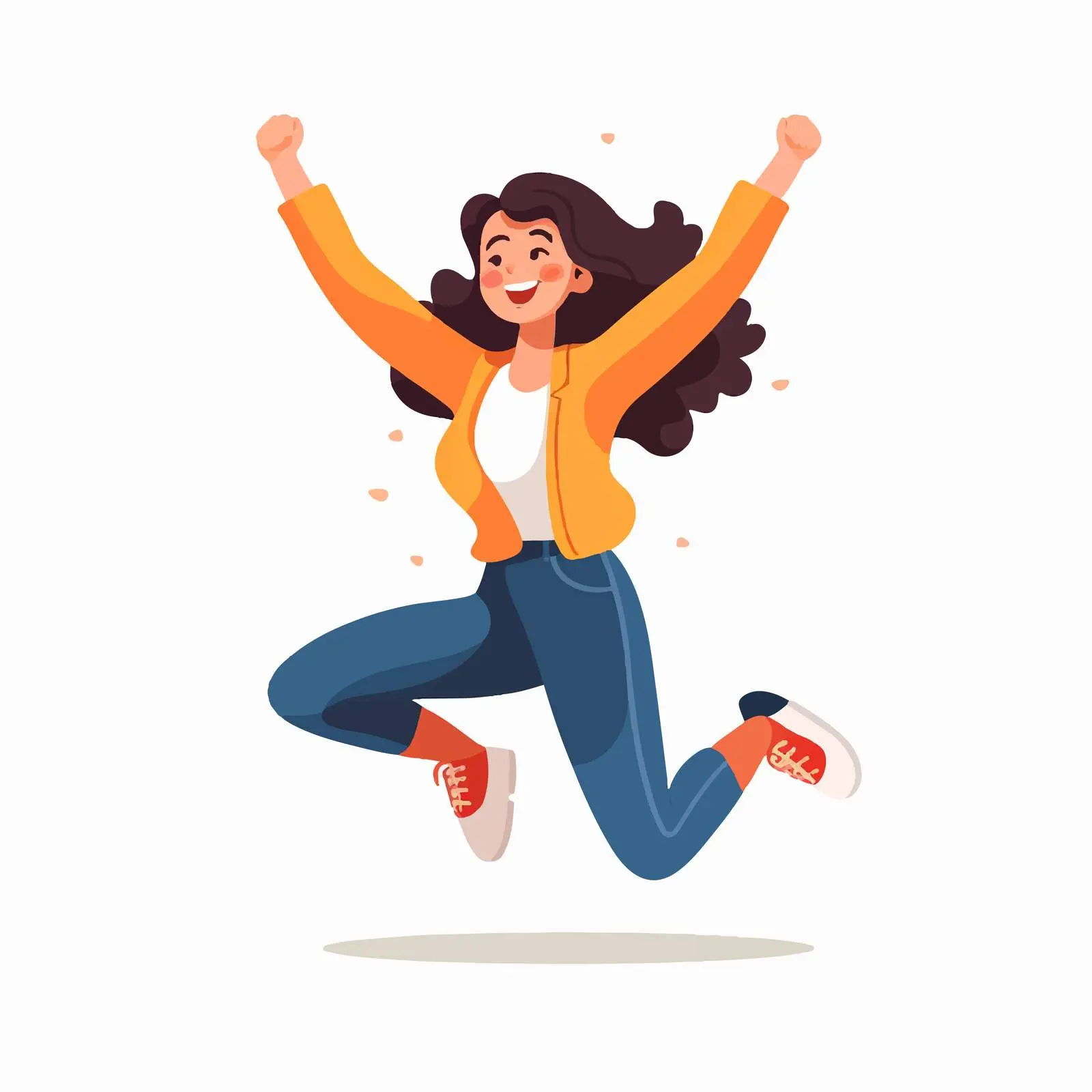 Carefree Woman Jumping for Joy in Vector Style – free vitality image from Dotvec