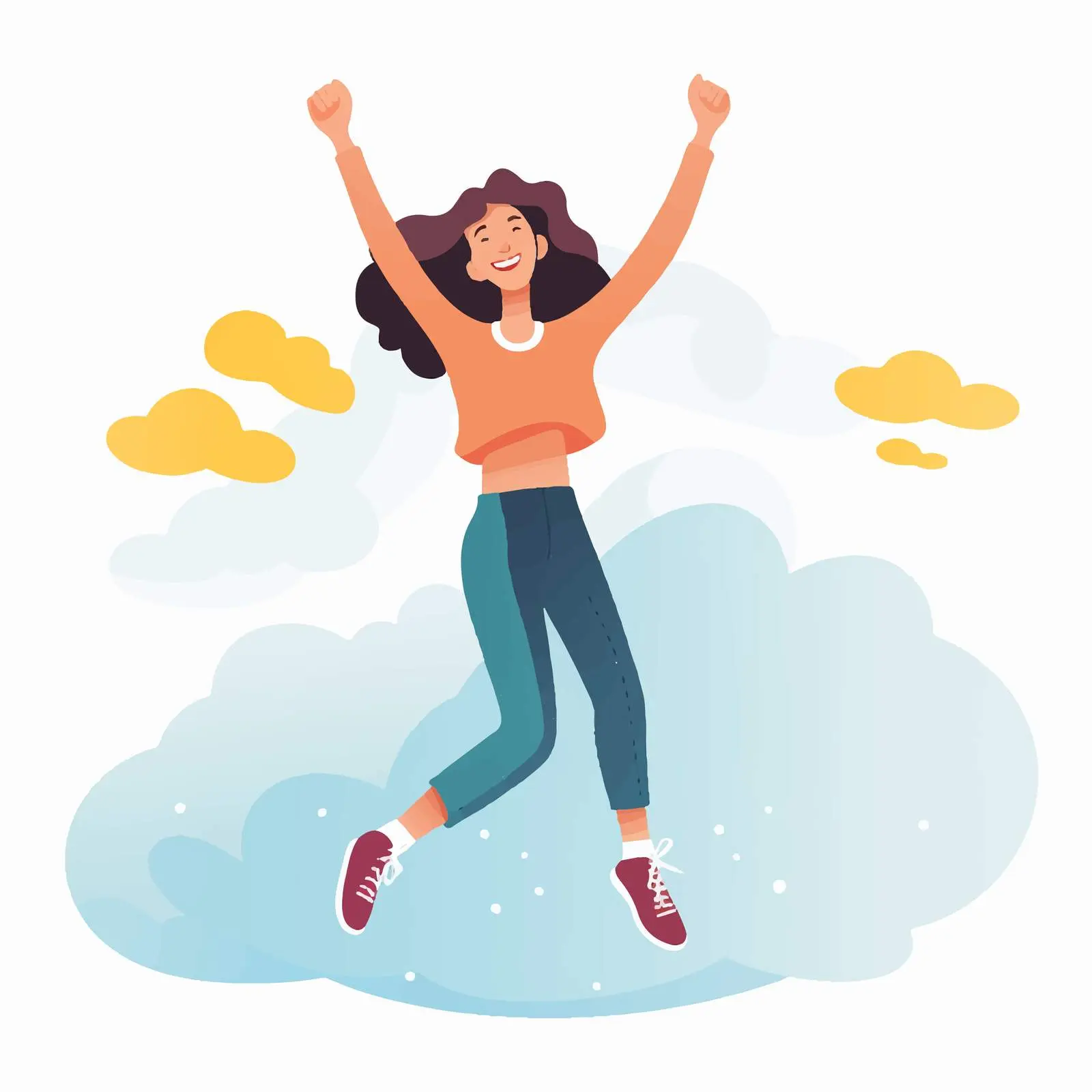 Carefree Woman Jumping for Joy in Vectors — free download from Dotvec