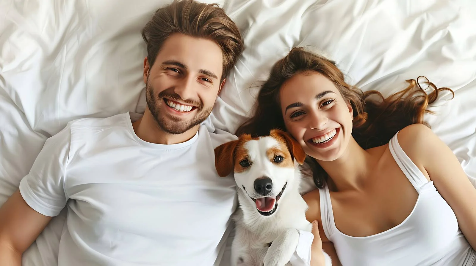 Joyful Couple and Dog Relaxing Together — free download from Dotvec