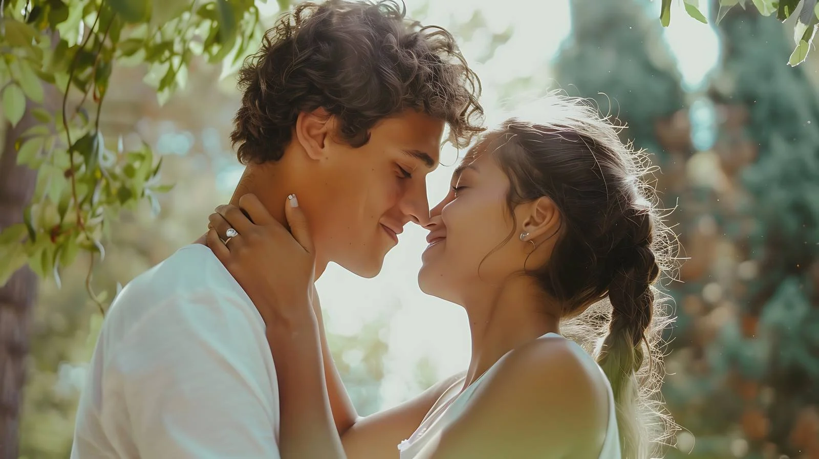 Romantic Couple Park Kiss Embrace — free download from Dotvec