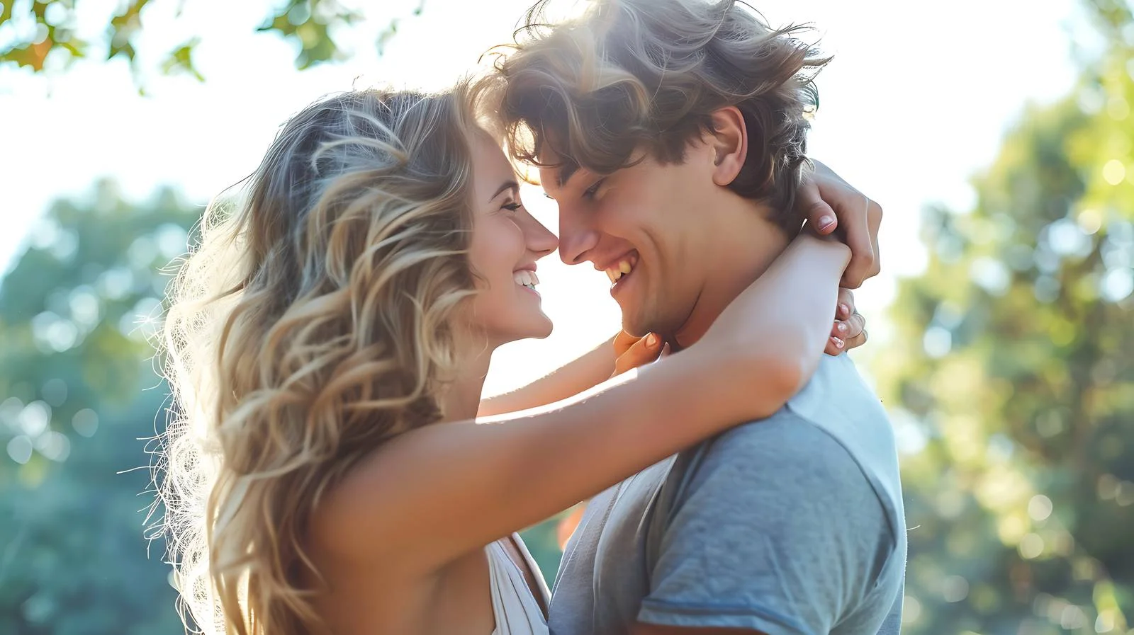 Romantic Couple Embracing in Park — free download from Dotvec