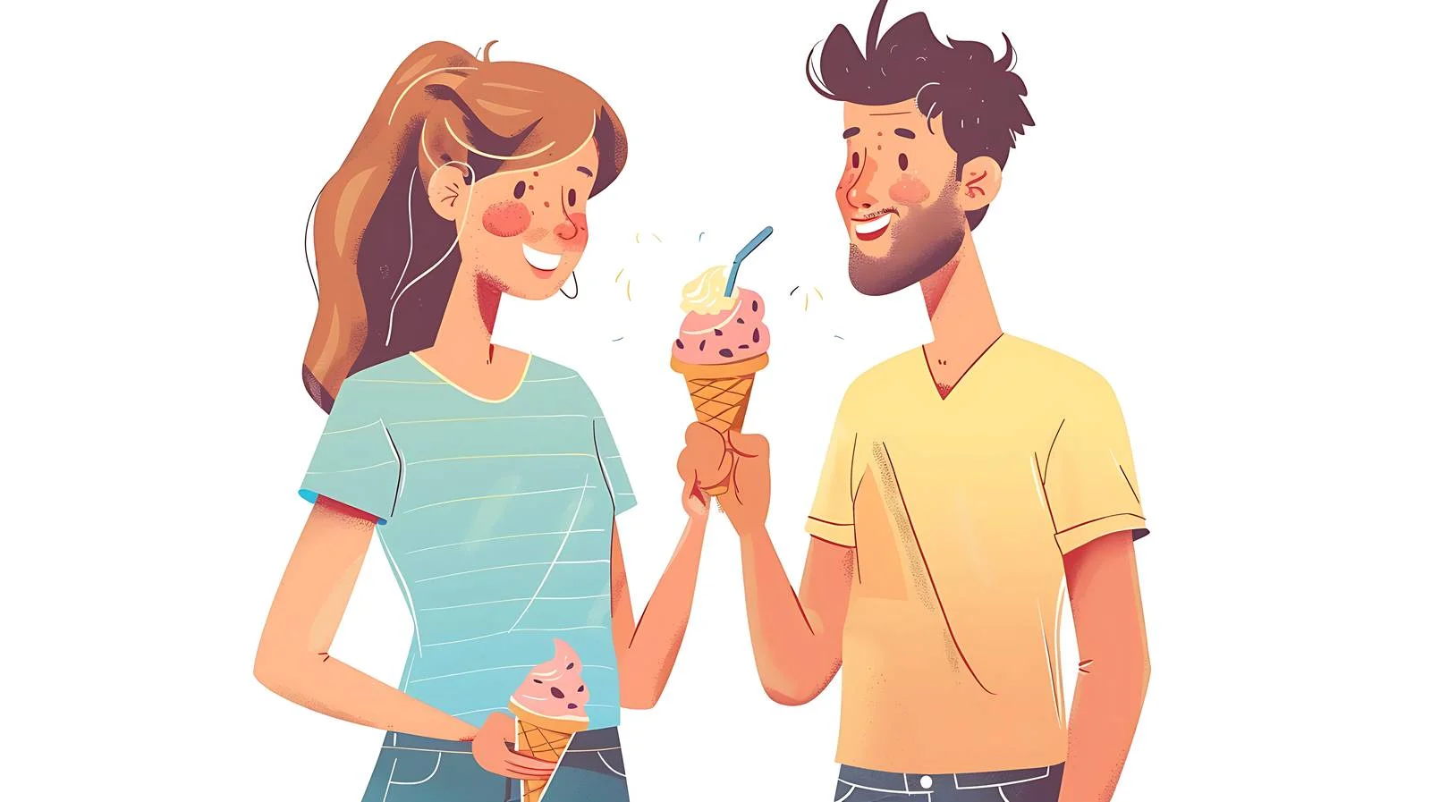 Joyful Couple Eating Ice Cream in City — free download from Dotvec