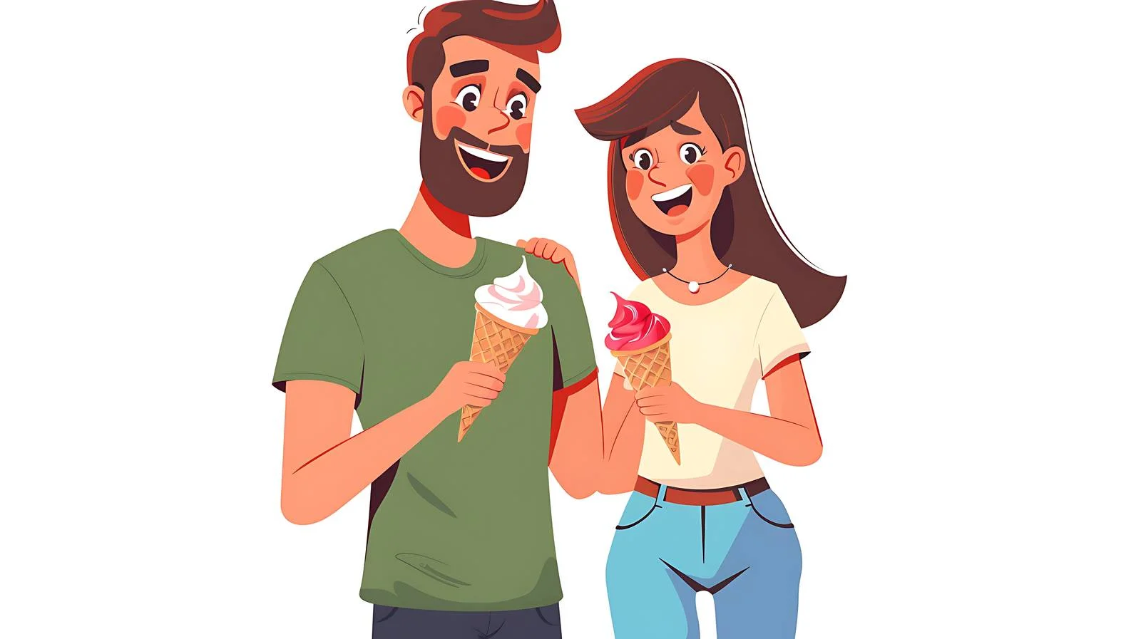 Young Couple Enjoying Ice Cream Outdoors — free download from Dotvec