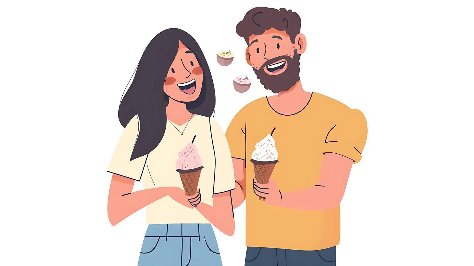 Joyful Couple Eating Ice Cream Outdoors — free download from Dotvec