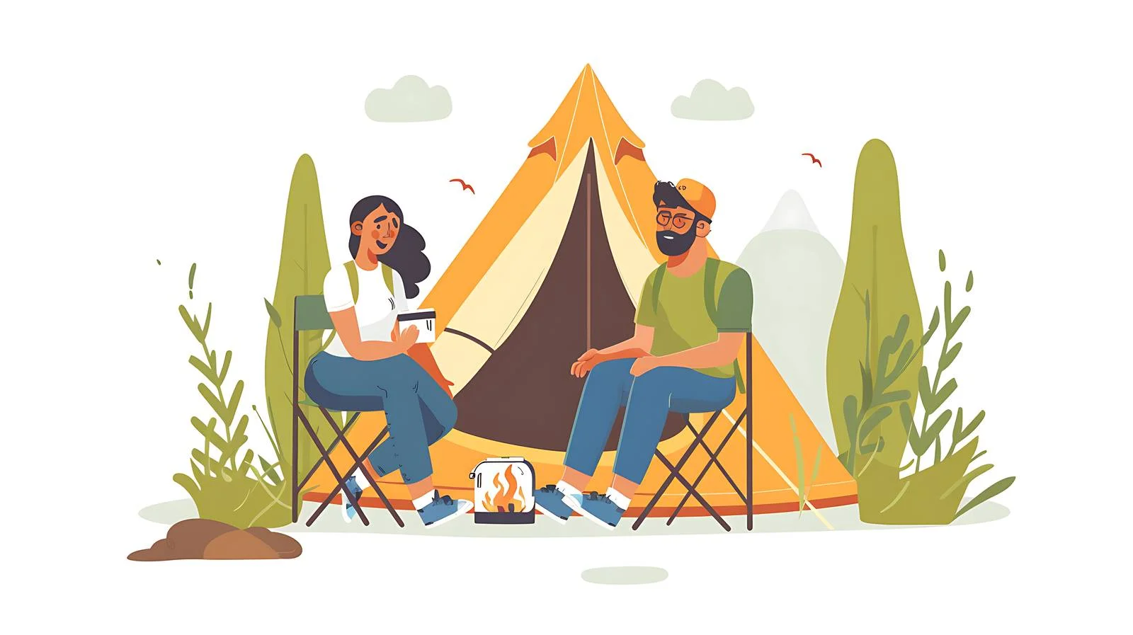 Serene Riverside Camping Couple — free download from Dotvec