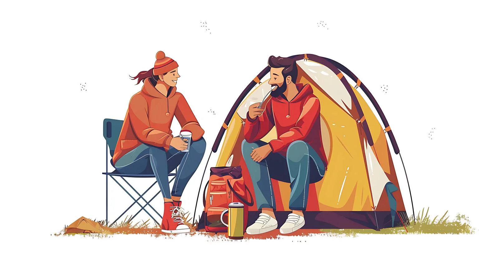 Riverside Camping Couple — free download from Dotvec