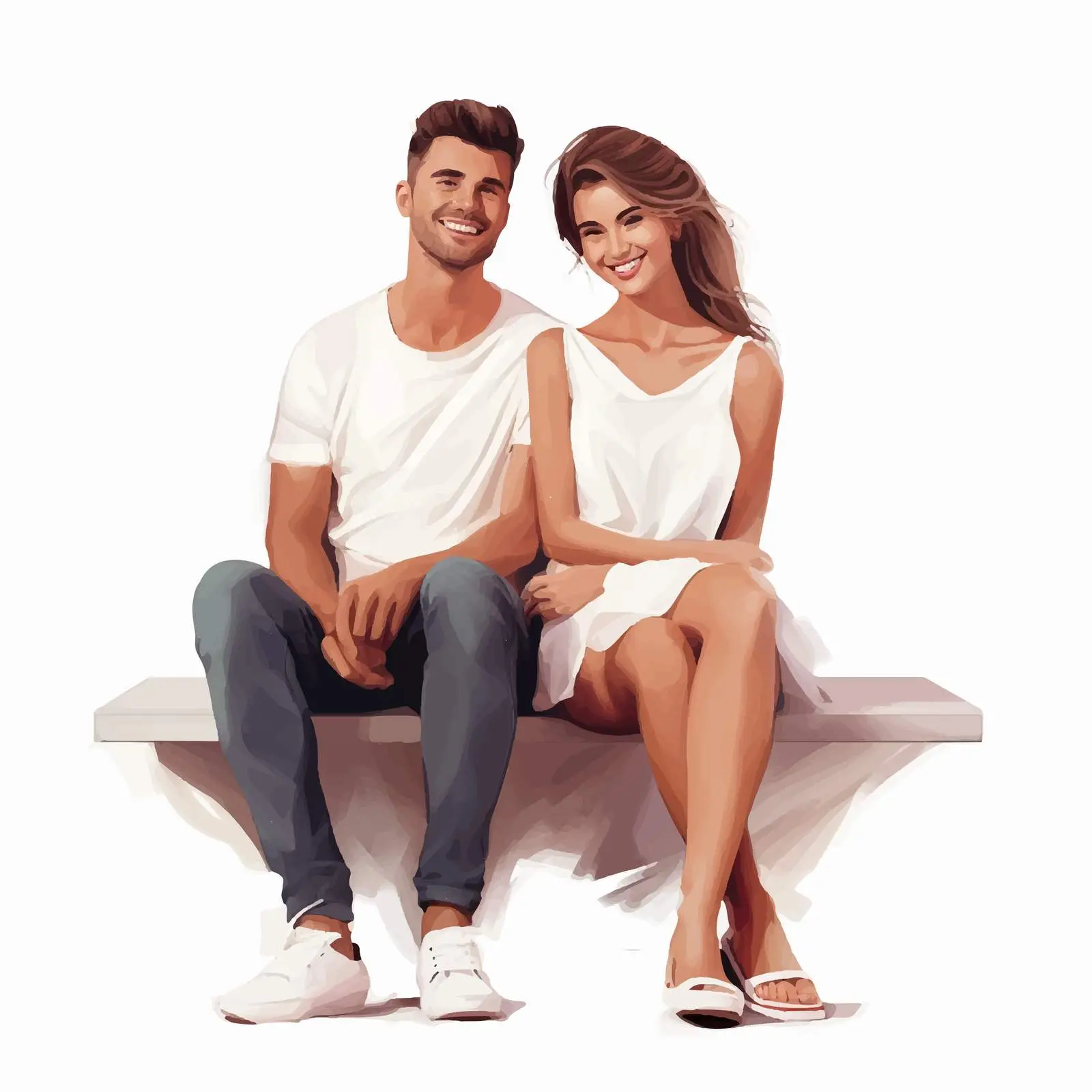 Happy Young Couple Illustration on White Background — free download from Dotvec
