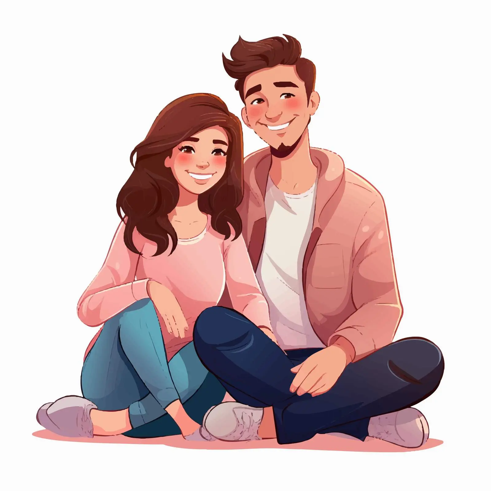 Happy Young Couple Illustration on White Background — free download from Dotvec