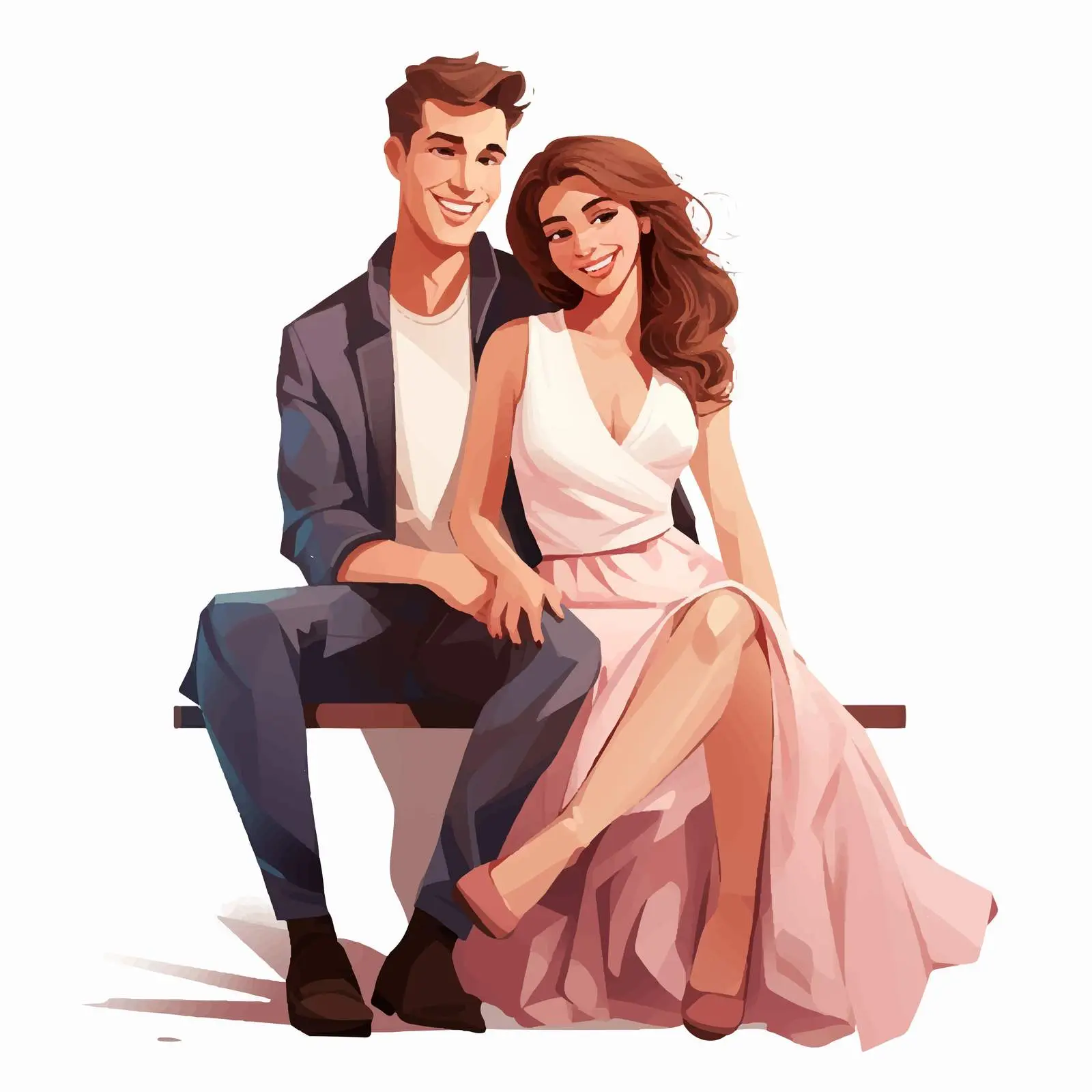 Happy Young Couple Illustration on White Background — free download from Dotvec