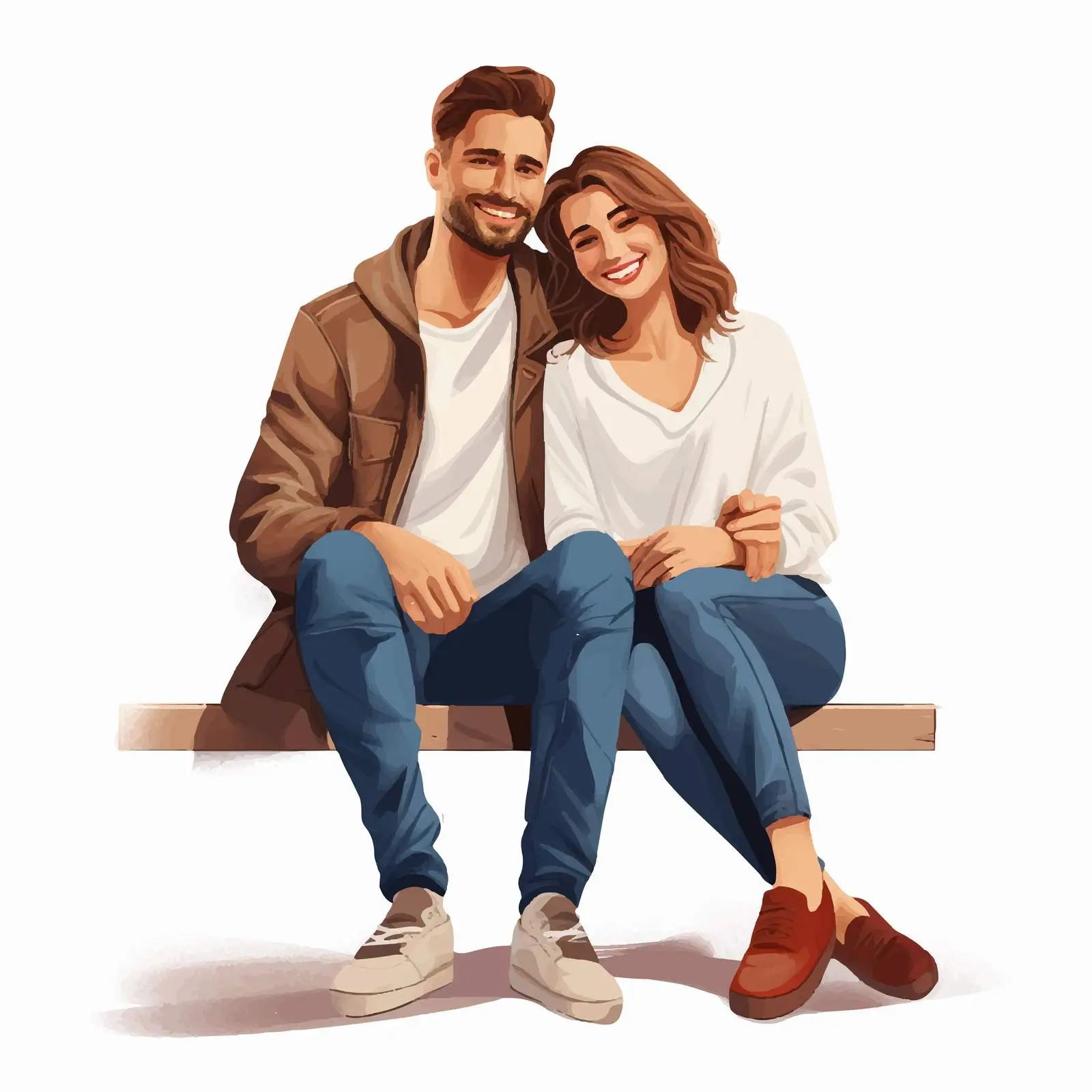 Happy Young Couple Illustration on White Background – free couple graphic image from Dotvec