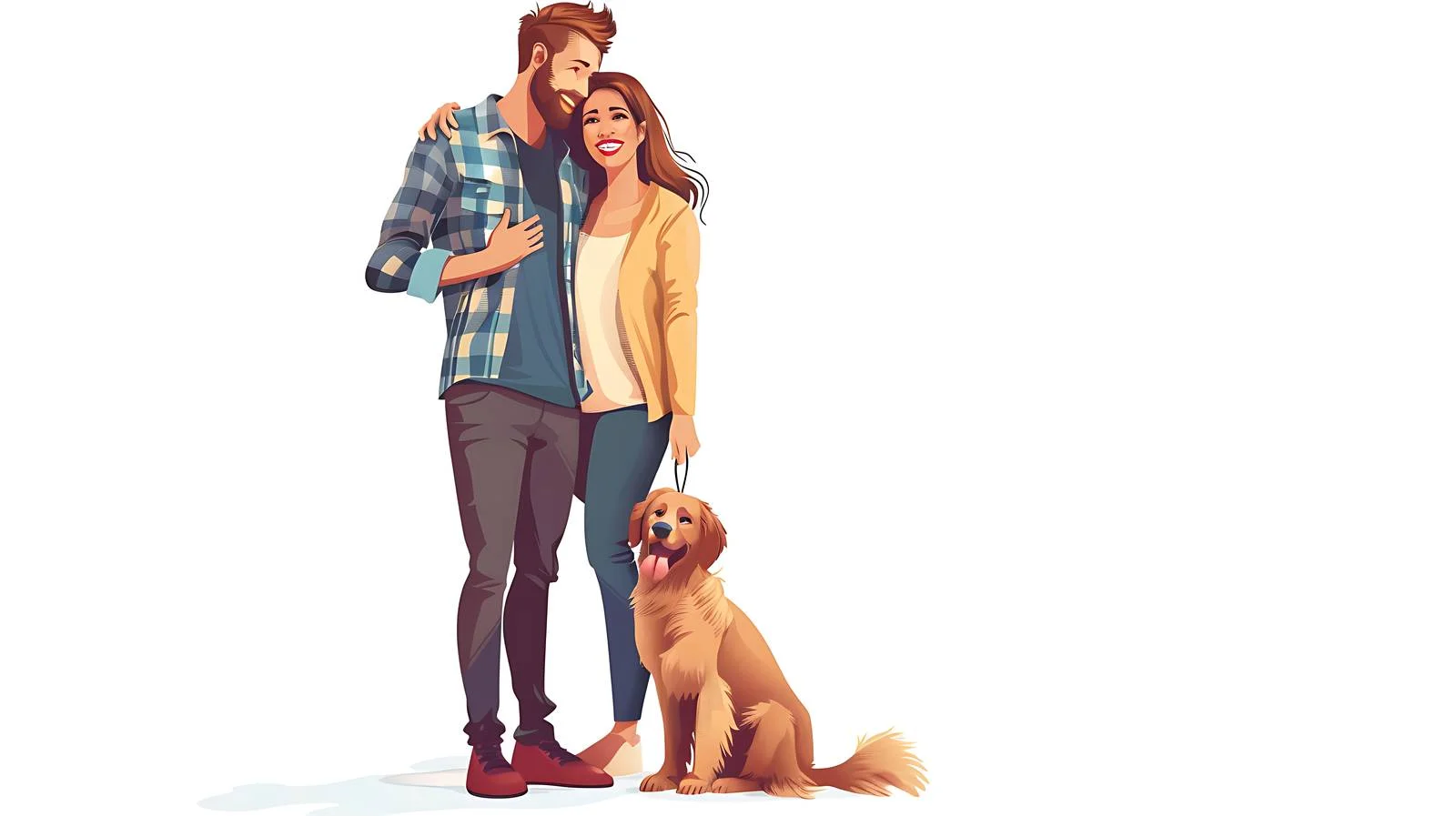 Joyful Couple with Dog at Home — free download from Dotvec
