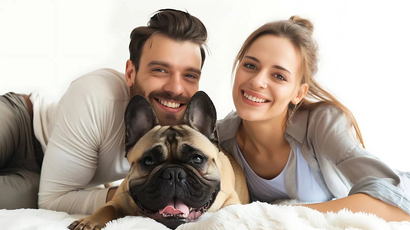 Joyful Couple and Dog Home Isolation — free download from Dotvec