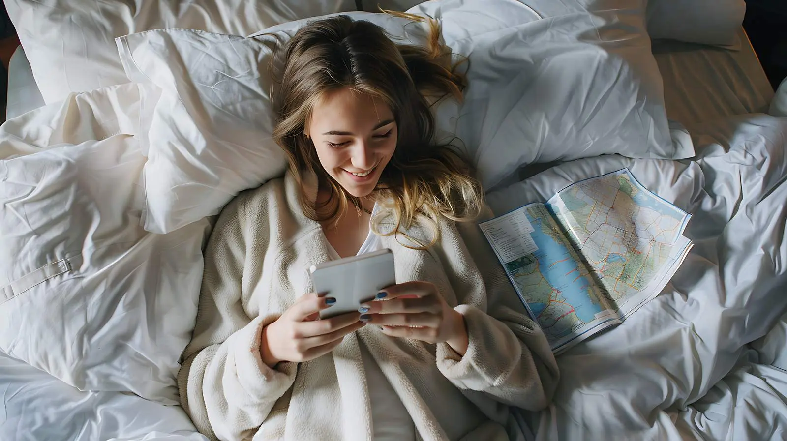 Young Girl Using Technology in Bed — free download from Dotvec