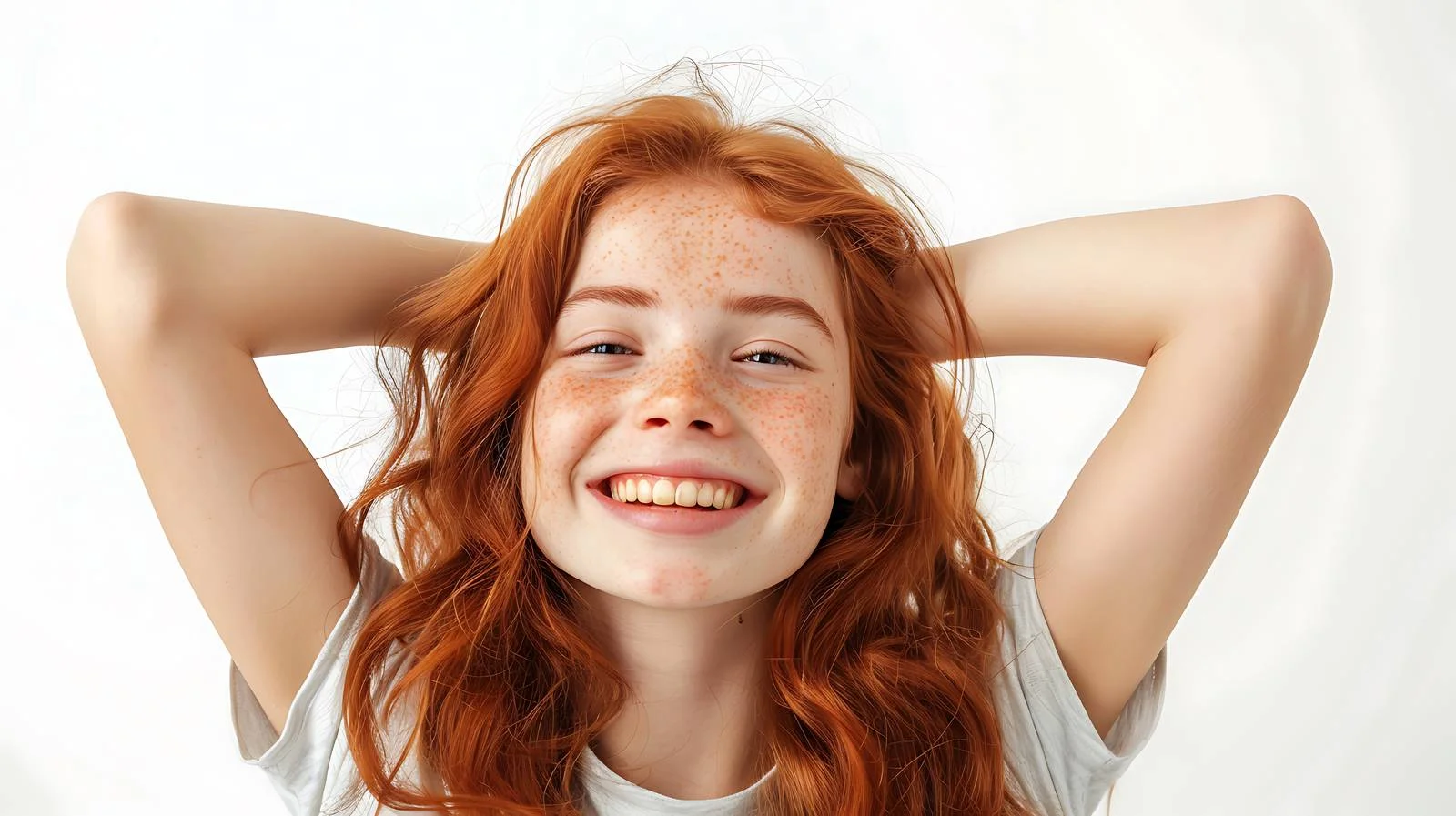 Joyful Young Woman on White Background — free download from Dotvec
