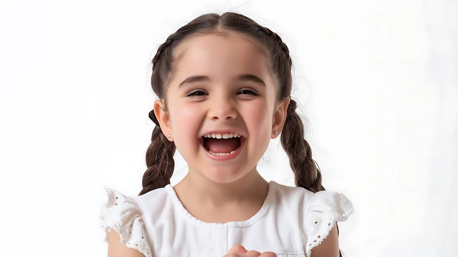 Happy Young Girl on White Background — free download from Dotvec