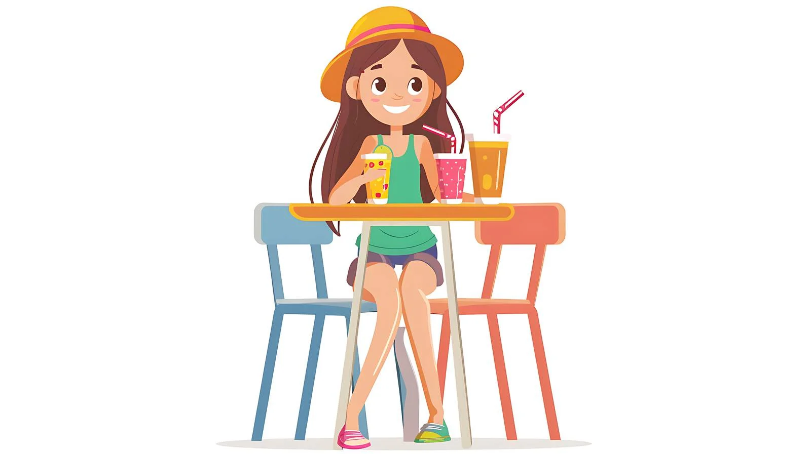 Joyful Restaurant Girl Beverage Scene — free download from Dotvec