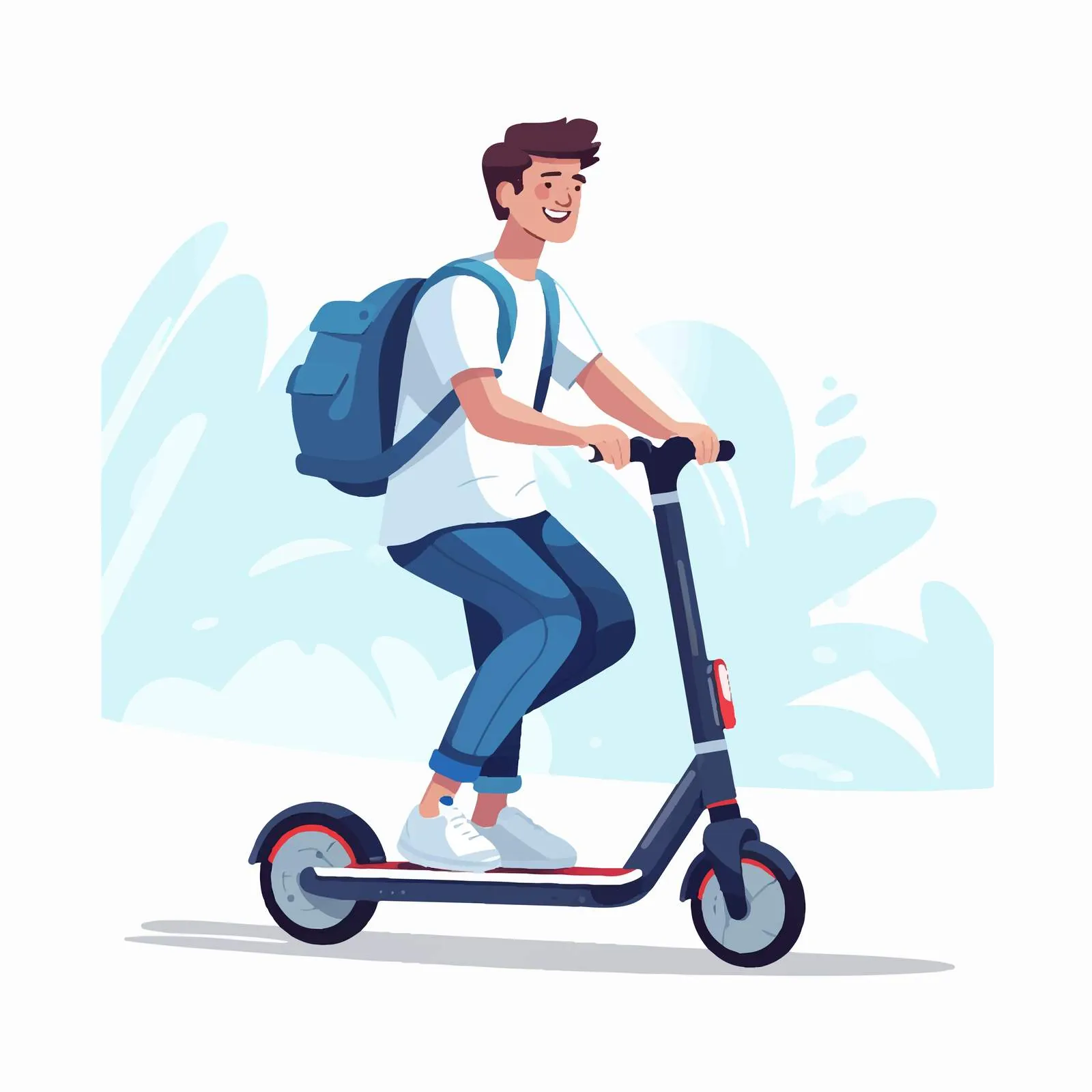 Young Man Riding Electric Kick Scooter – free active transportation image from Dotvec