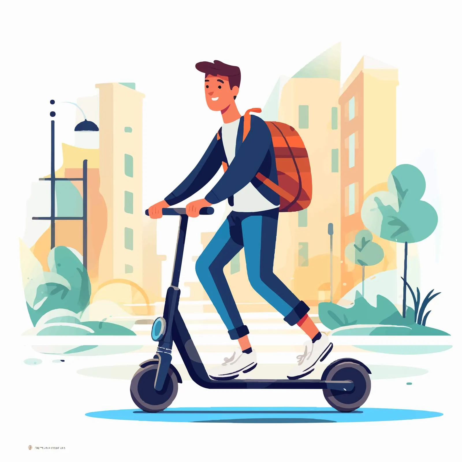 Happy Young Man Riding Electric Kick Scooter – free daily commute image from Dotvec