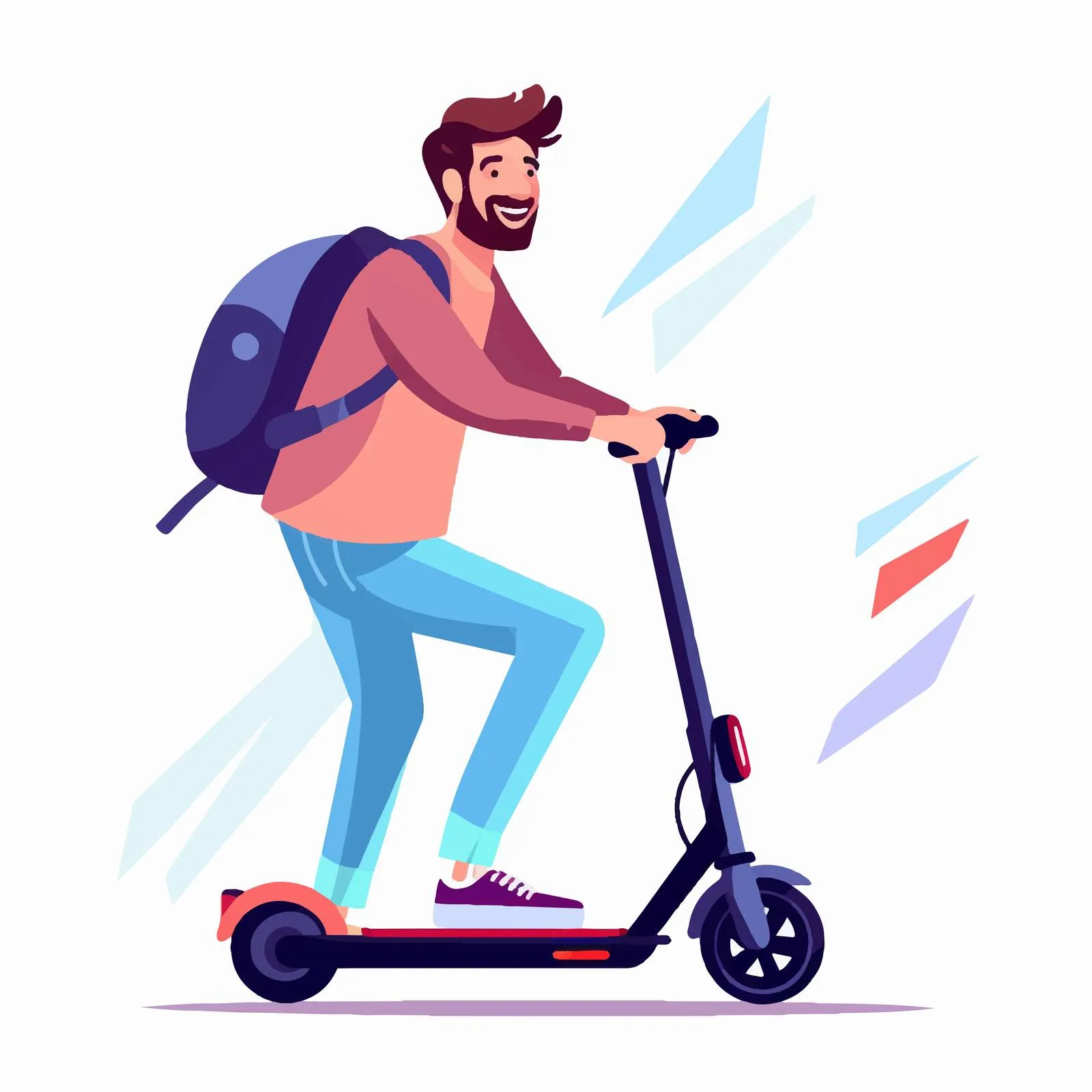 Happy Young Man on Electric Kick Scooter — free download from Dotvec