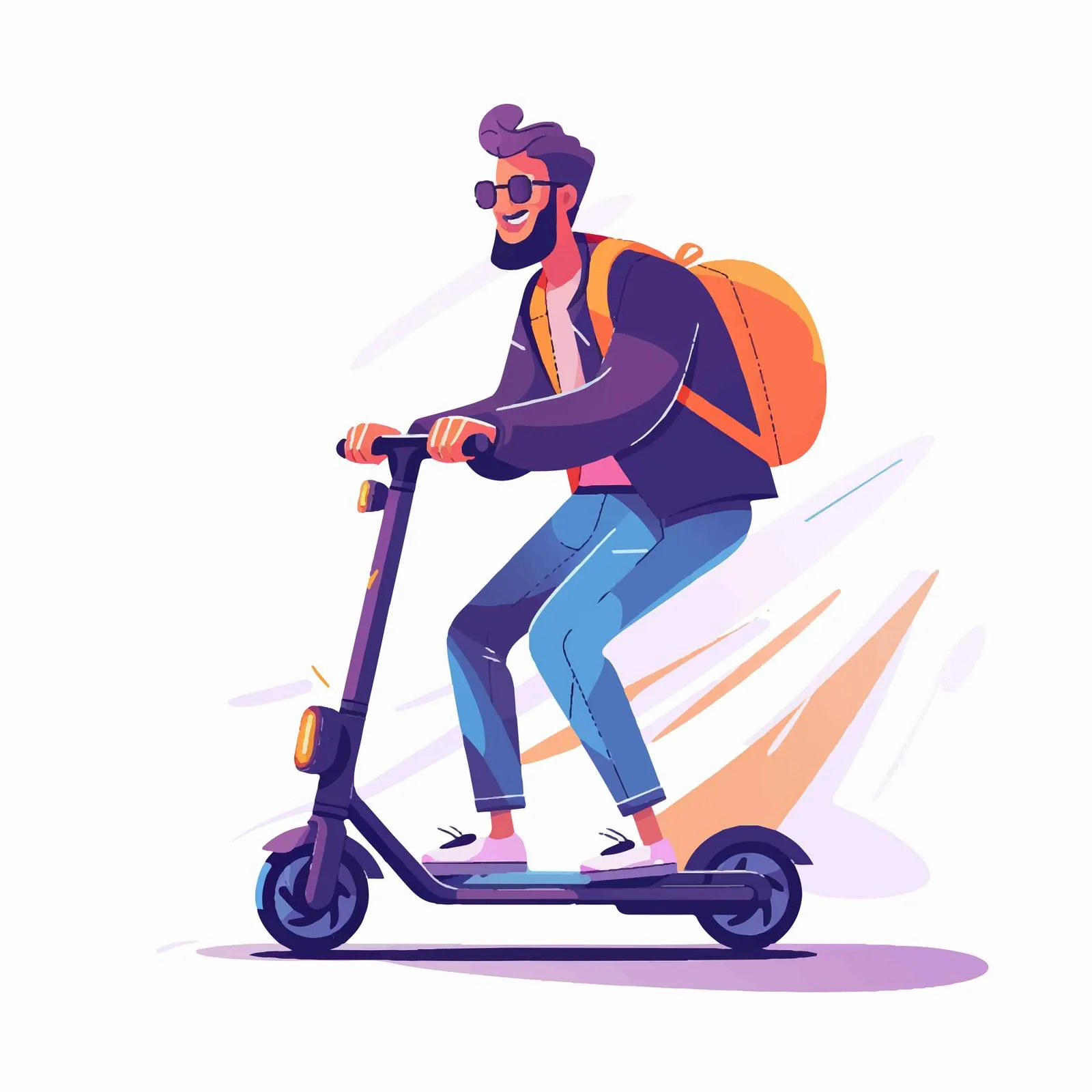 Young Man Riding Electric Kick Scooter — free download from Dotvec