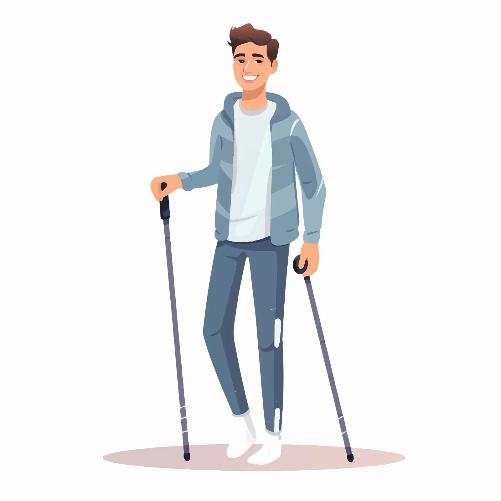 Young Man with Crutches - Vector Illustration — free download from Dotvec